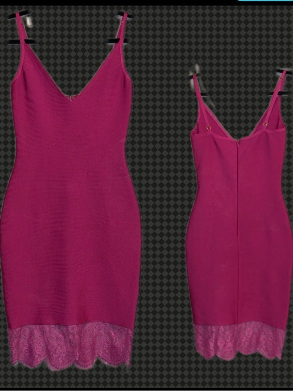 Fuchsia Lace-Hem Slip Dress